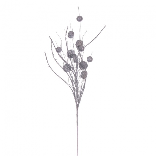 33" Silver Ball/Coin Glit Twig Spray