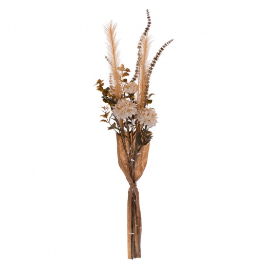 25" Artif Mix Straw Flwr/Pmps Bqut - Artificial Bouquet