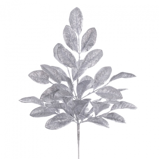 25" Silver Apple Leaf Glitter Bush