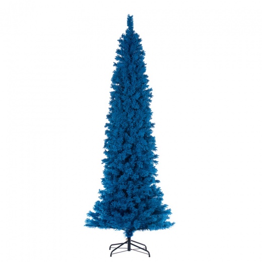 7.5' X 35" Flocked Turquoise Pencil Artificial Christmas Tree