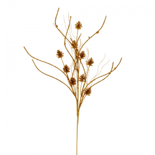 32" Antique Gold Cone Twig Glitter Spray