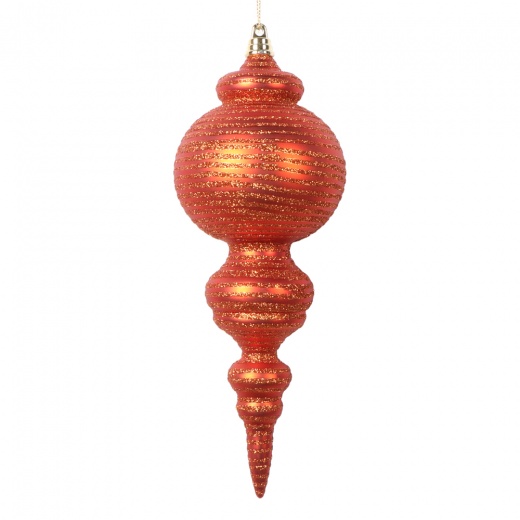 10" Matte Burnish Orange Finial Ornament