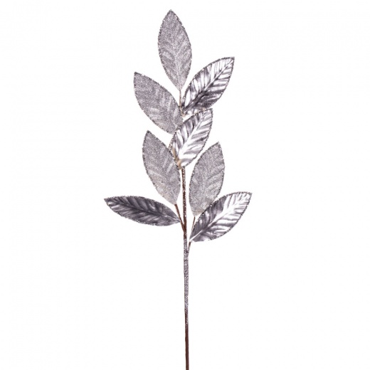 27.5" Slvr Metallic Leaf Gltr Spry 3/Bag