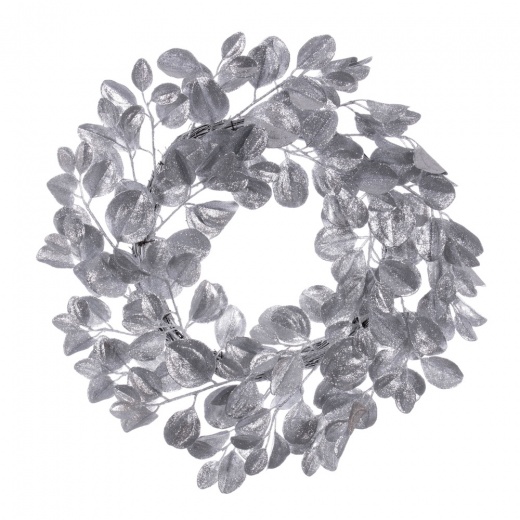 24" Silver Dogwood Glitter Wreath