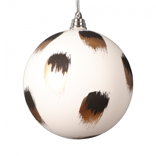 4" White Brush Strokes Ball Ornament 4/Bag