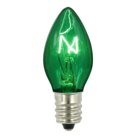 C7 Trans Green Twinkle 120V 5W Bulb - 25 Pieces