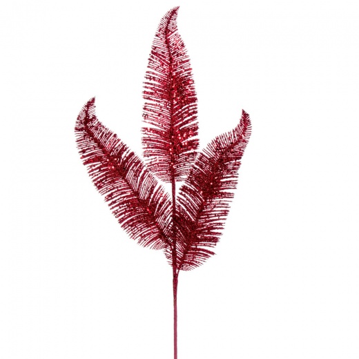 Vickerman 24.5" Burgundy Feather Fern Glitter Spray