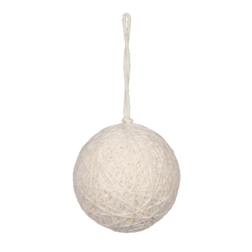 4" Ivory Wool String Wrapped Ball 4/Bag