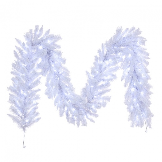 9' X 14" Flocked White Garl Led 100Ww