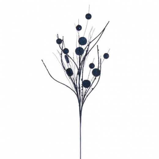 33" Mdnt Blue Ball/Coin Twig Spray 6/Bg