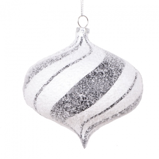 4" White Black Swirl Onion Ornament