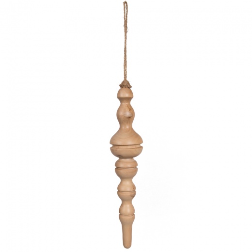 12" Lt Nat Turned Wood Finial Ornt 2/Bag