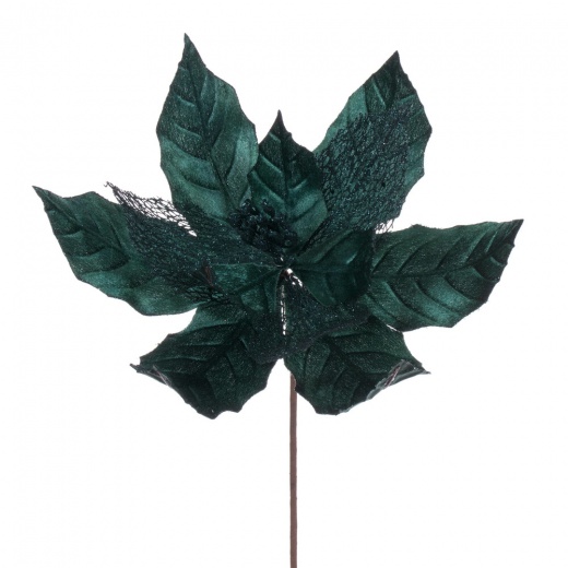 11" Sea Blue Glttr Mesh Poinsettia 6/Bag