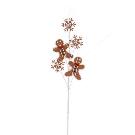 Vickerman 29" Gingerbread/Snowflake Spray 6/Bg - Buy Online Today!