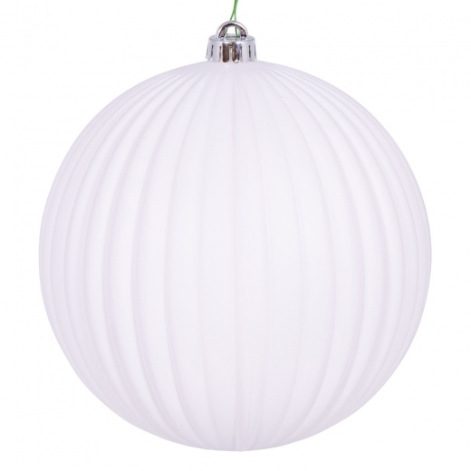 Vickerman 8" White Matte Lined Ball Ornament