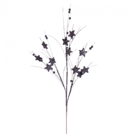 33" Pewter Star/Ball Glitr Spray 6/Bg