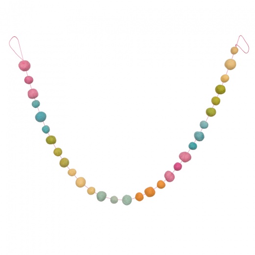 6' Multicolor Wool Pom Pom Garland