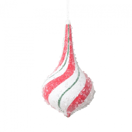 8" Red Green Swirl Drop Ornament 2/Bag