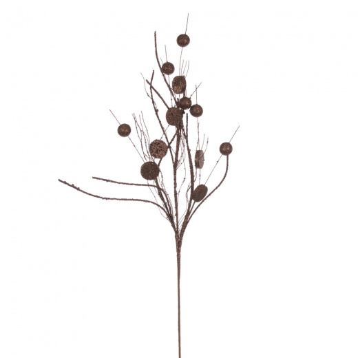 Vickerman 33" Mocha Ball and Coin Glitter Twig Spray
