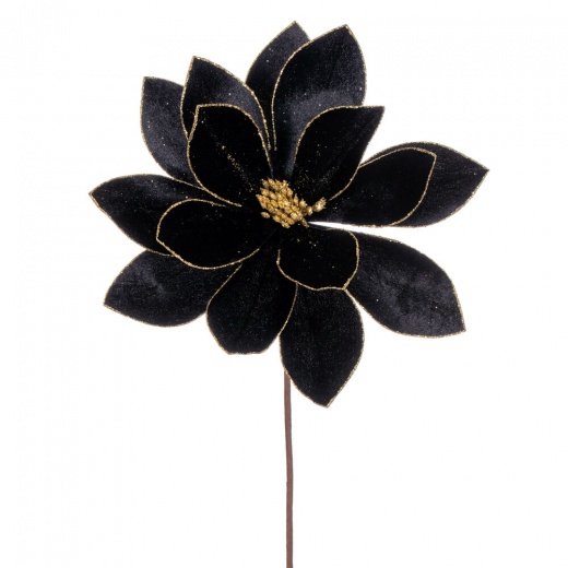 22" Black Velvet Sheen Poinsettia 4/Bag