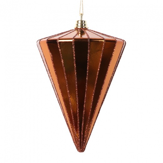 6" Shiny Copper Cone Ornament 3/Bag