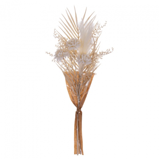 23" Artificial Cream Straw Flower, Pampas Grass, Palm, and Fern Bouquet