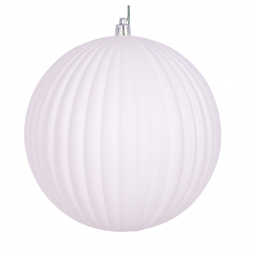 6" White Matte Lined Ball Ornament - A Touch of Elegance for Your Holiday Decor