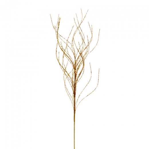 37" Antique Gold Wavy Twig Glitter Spray