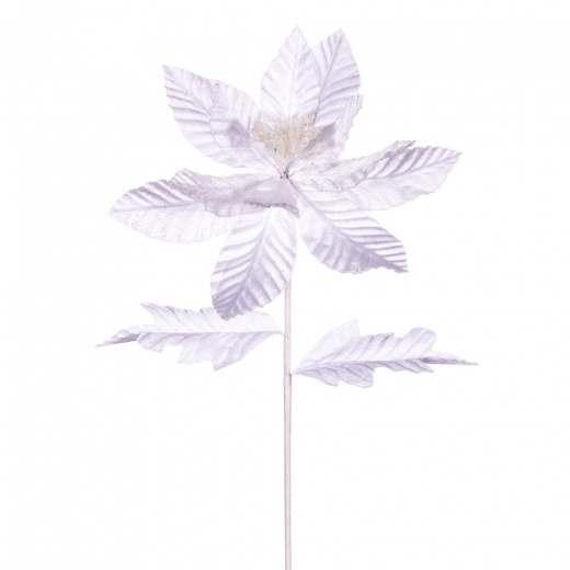 22" White Velvet Glitr Poinsettia 6/Bg