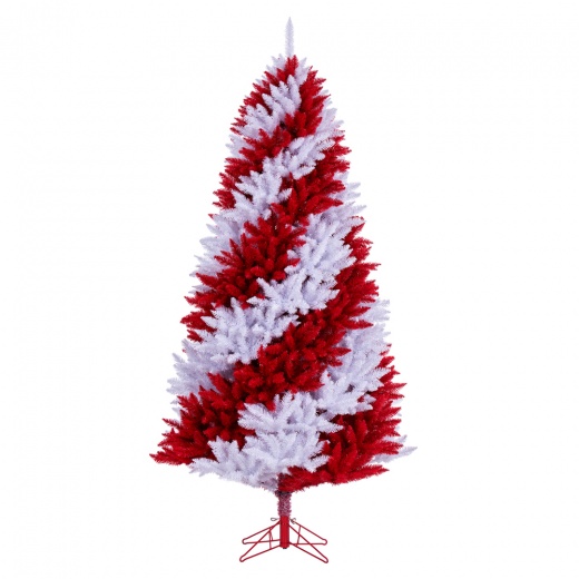 7.5' x 48" Candy Cane Pine Tree - Artificial Unlit Christmas Tree