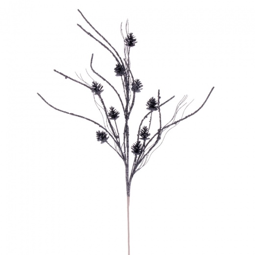 32" Pewter Pinecone Twig Glitr Spry 6/Bg