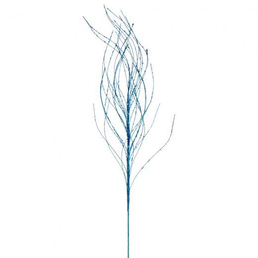 37" Turquoise Wavy Twig Glitter Spray