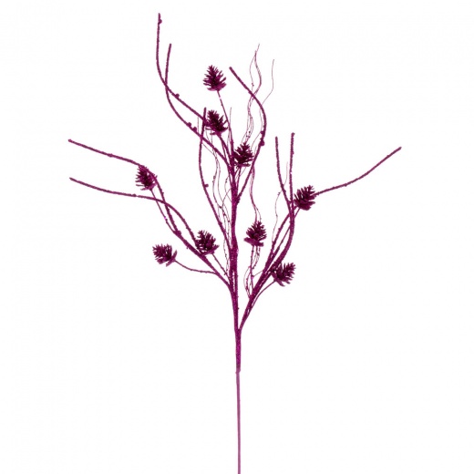 32" Fuchsia Pinecone Twig Glitter Spray