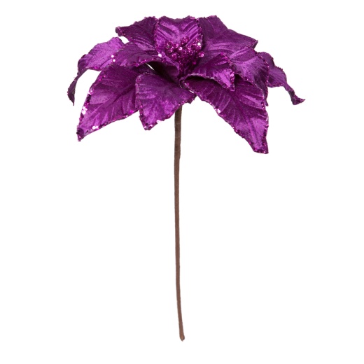 24" Purple Velvet Poinsettia 3/Bag