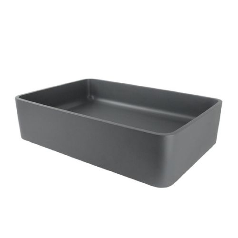 Strom Living Matte Gray Rectangular Solid Surface Acrylic Lavatory Sink
