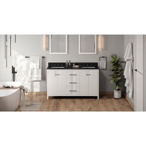 Jeffrey Alexander White Katara Double Vanity With Black Granite Top