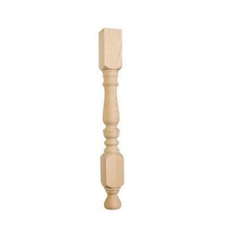 Turned Pine Work Table Leg With Block - 36 Inch X 2 3/4 Inch
