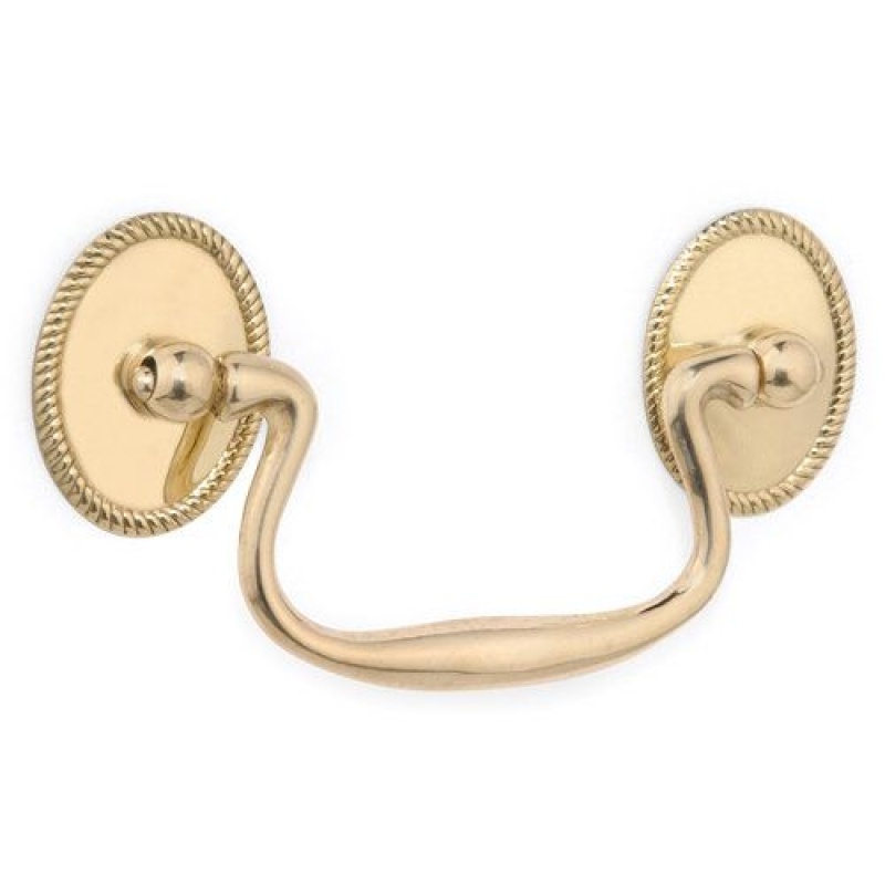 Restorers Classic Brass Bail Pull With Oval Rope Rosettes