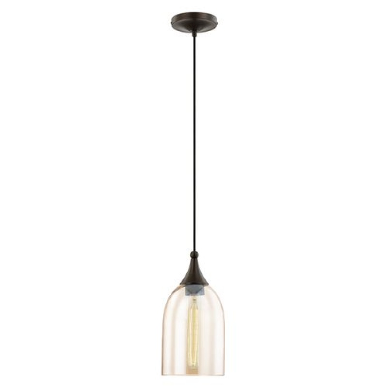 Livex Lighting Hand Blown Art Glass Mini Pendant in Champagne