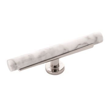 Belwith-Keeler Firenze Large White Marble Nickel T Knob