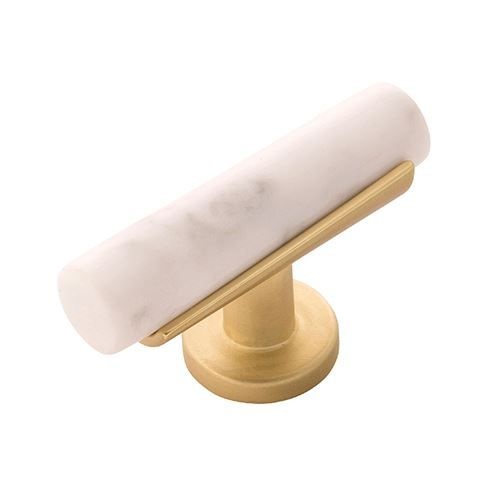 Belwith-Keeler Firenze White Marble Brass T Knob