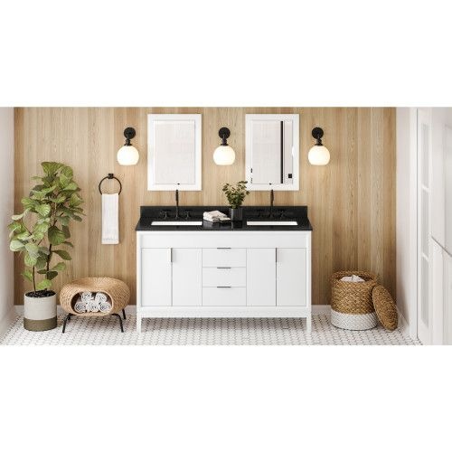 Jeffrey Alexander White Theodora Double Vanity With Black Granite Top
