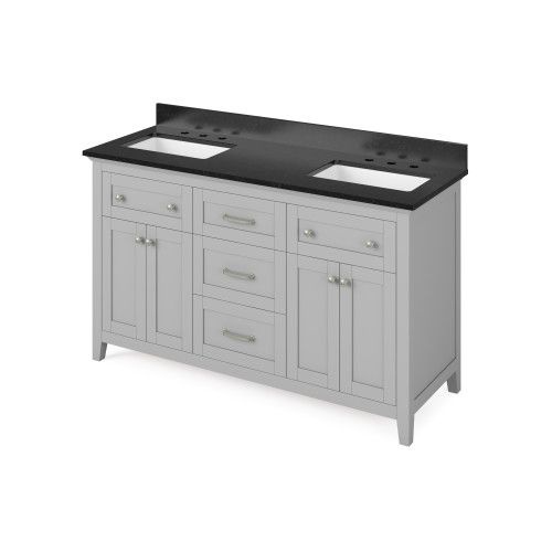 Jeffrey Alexander Grey Chatham Double Vanity With Black Granite Top