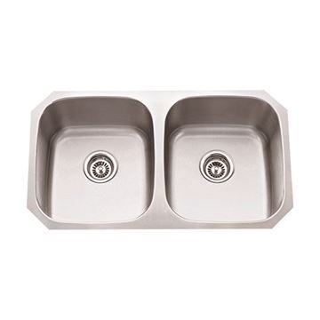 Hardware Resources 16 Gauge Stainless Double Bowl Kitchen Sink