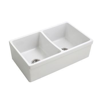 Barclay Lettie 33 Inch Double Fireclay Farmhouse Kitchen Sink