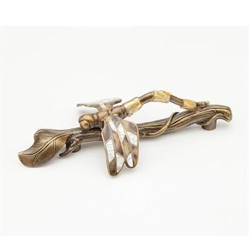 Schaub Symphony Mother Of Pearl Dragonfly On Twig Pull