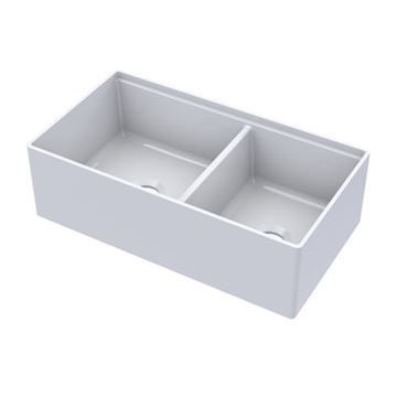 Barclay Maxwell 33-Inch Double Fireclay Kitchen Sink with Ledge