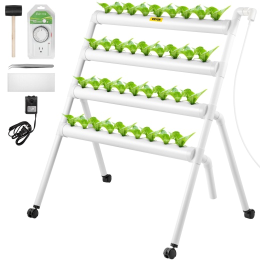 Vevor Hydroponics Growing System - 36 Sites 4 Food-Grade PVC Pipes Indoor Planting Kit