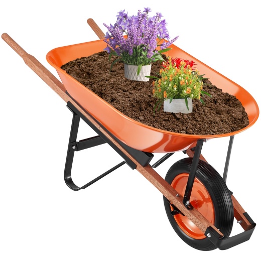 Vevor Wheelbarrow Cart One Wheel Garden Dump Cart 330 Lbs Yard Utility Cart