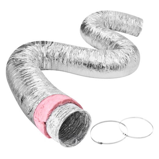 Vevor Dryer Vent Hose | 5'' Insulated Flexible Duct 25FT Long with 2 Duct Clamps